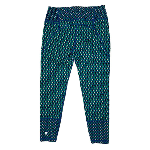 Sweaty Betty 7/8 Length Power Blue & Green Geometric Print Leggings Size 10 - Picture 2 of 11